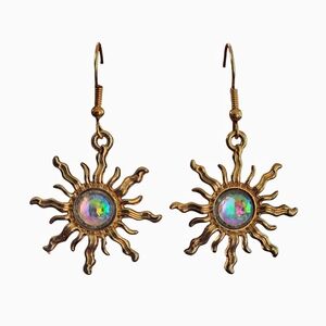 Sun Boho Earrings Dangle Gold Floral Cottagecore Jewelry Boheme